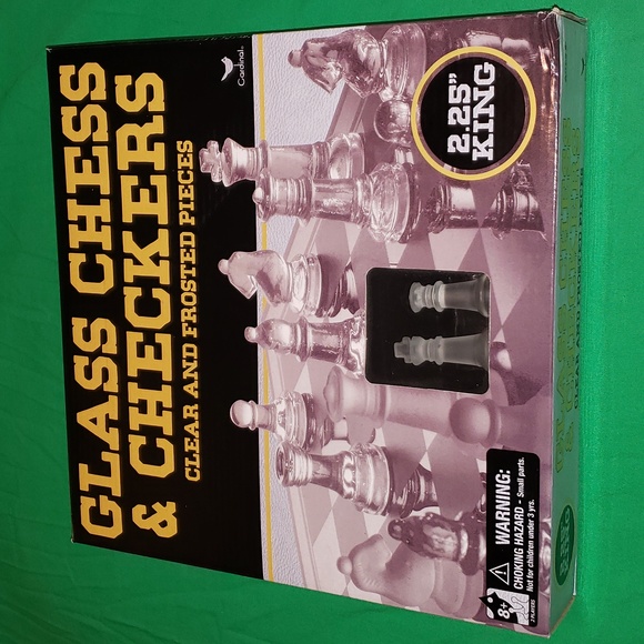 Cardinal Glass Chess and Checkers Board Game 2.25" King New Open Box - Picture 1 of 3